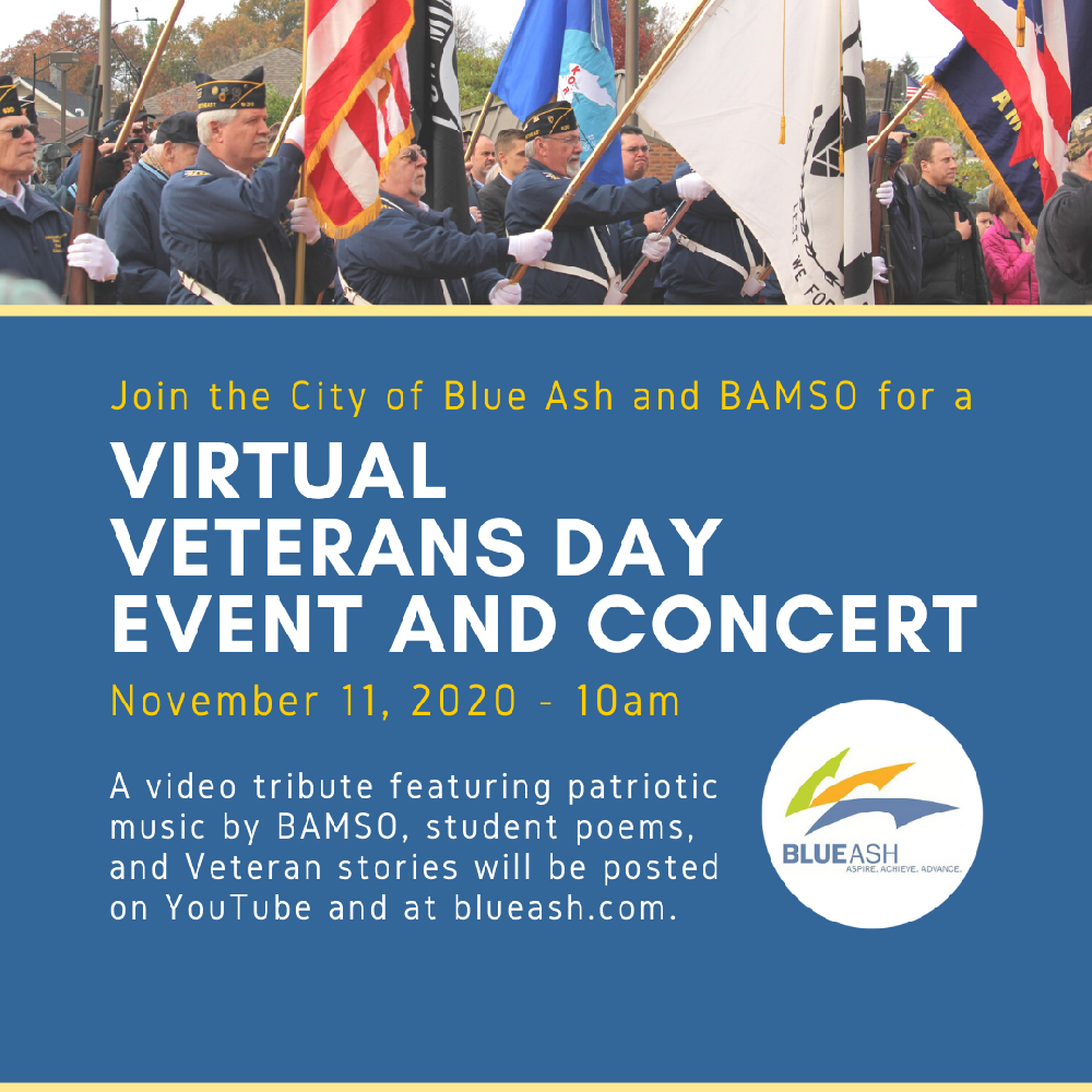 Virtual Veterans Day Event and Concert 11/11 at 10am on YouTube and web